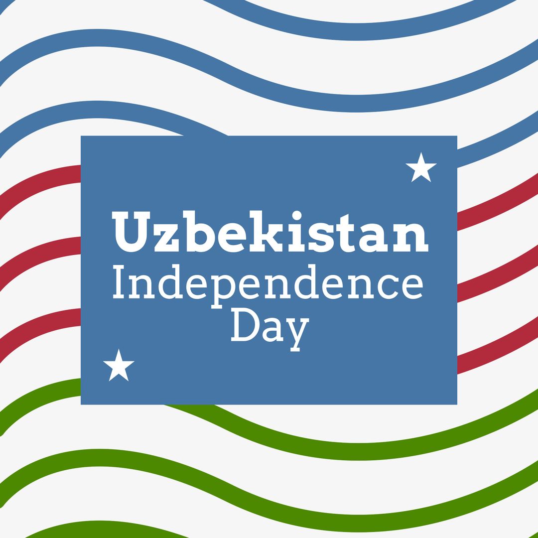 Uzbekistan Independence Day Celebration Design with Text on Blue Background