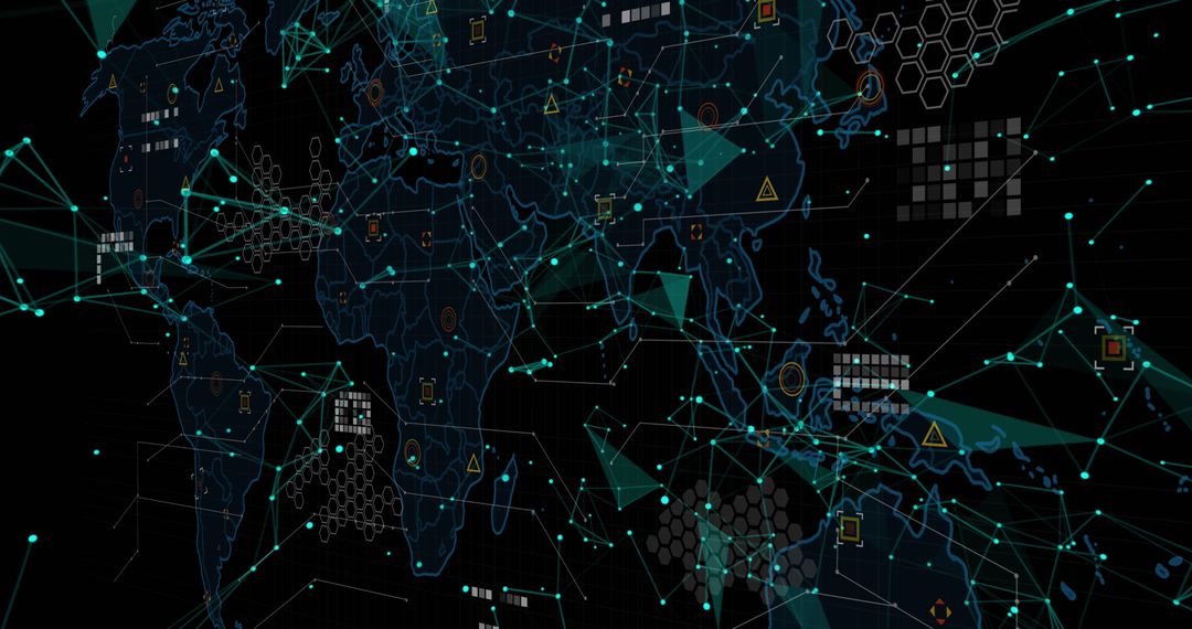 Futuristic World Map with Data Network Interface - Free Images, Stock Photos and Pictures on Pikwizard.com