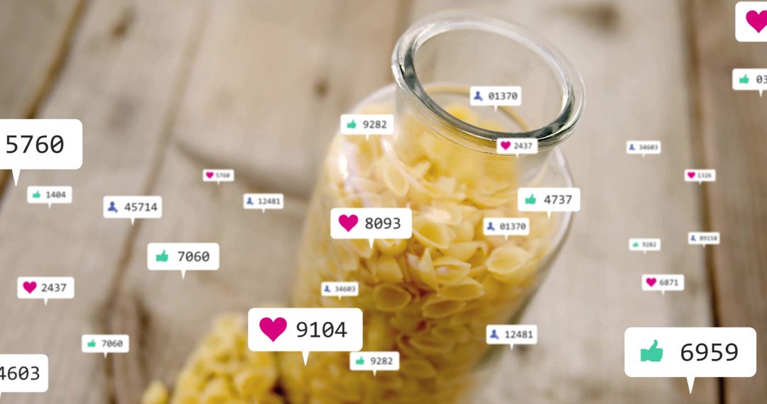 Shell Pasta in Jar with Social Media Notification Icons Overlays