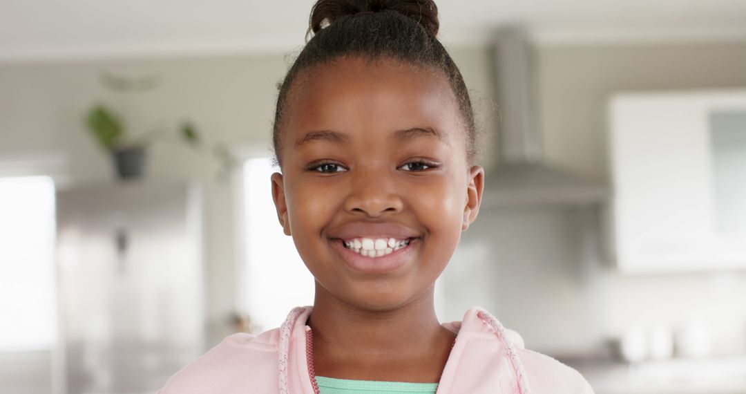 Smiling African American Girl at Home - Free Images, Stock Photos and Pictures on Pikwizard.com