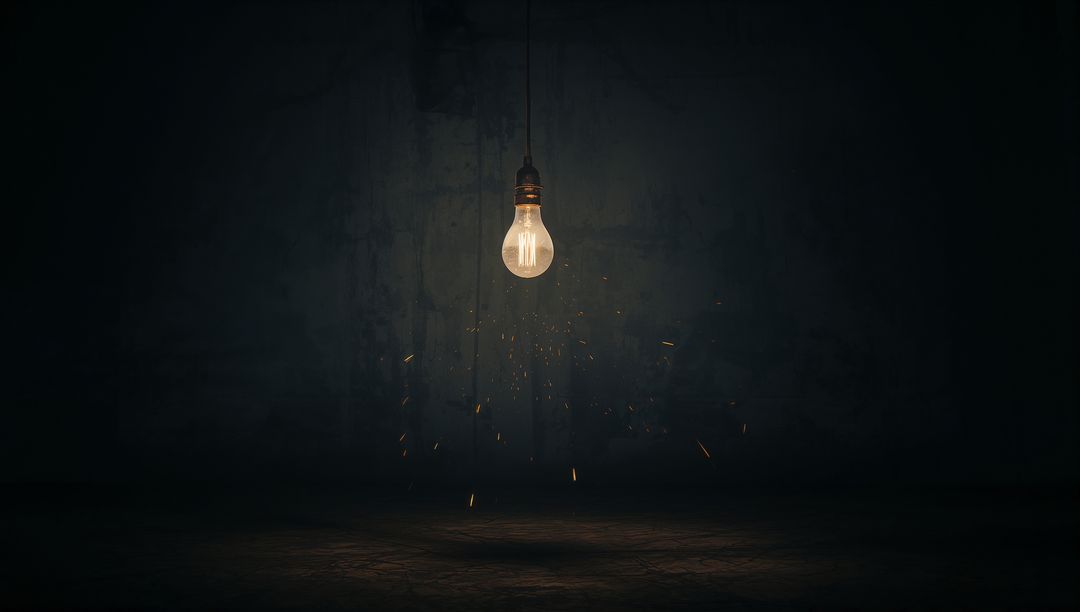 Dimly Lit Incandescent Bulb in Dusty Industrial Ambiance