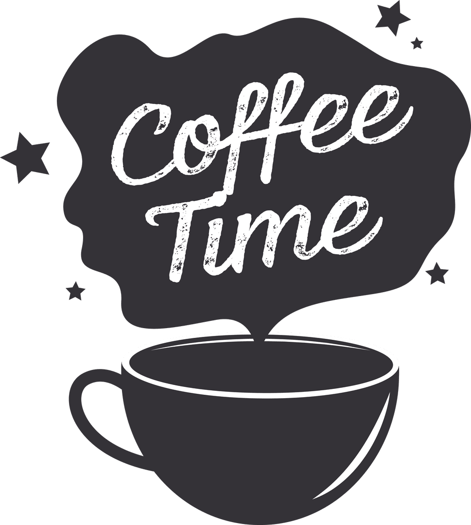 Coffee Time Illustration with Cup on Transparent Background