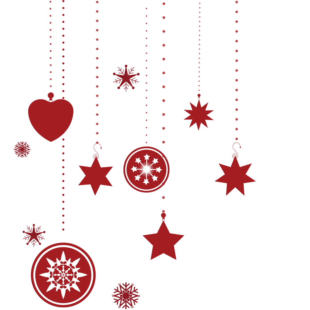 Red Christmas Decorations on Transparent Background Festive Ornaments