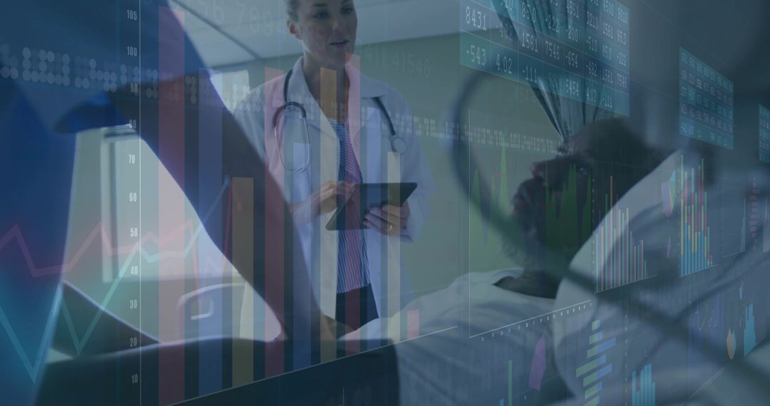 Medical Professional Analyzing Patient Data with Digital Charts in Hospital