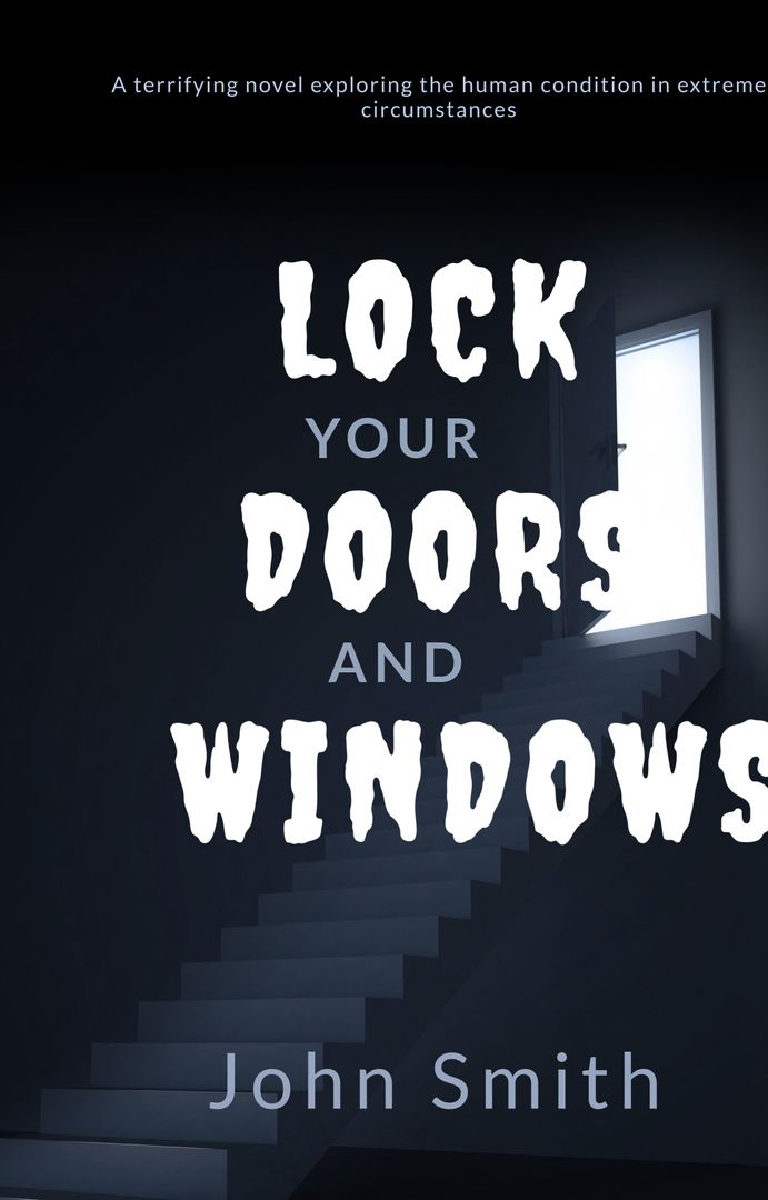 Suspenseful Staircase Shadows for Thriller Book Cover Design