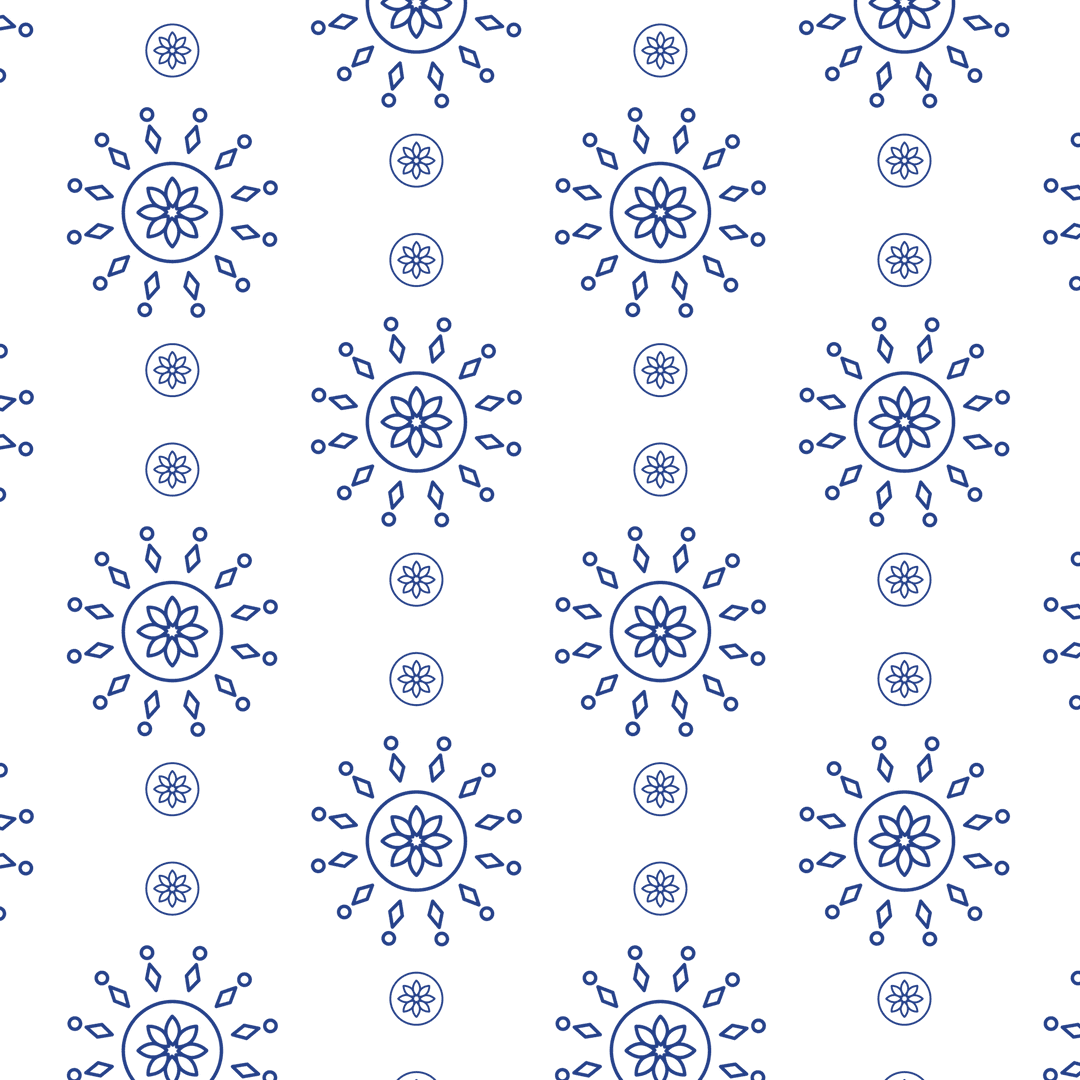 Seamless Blue Symbol Pattern with Transparent Background