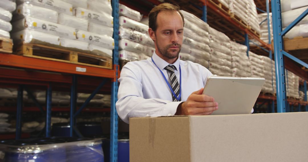 Warehouse Manager Using Tablet To Manage Inventory - Free Images, Stock Photos and Pictures on Pikwizard.com