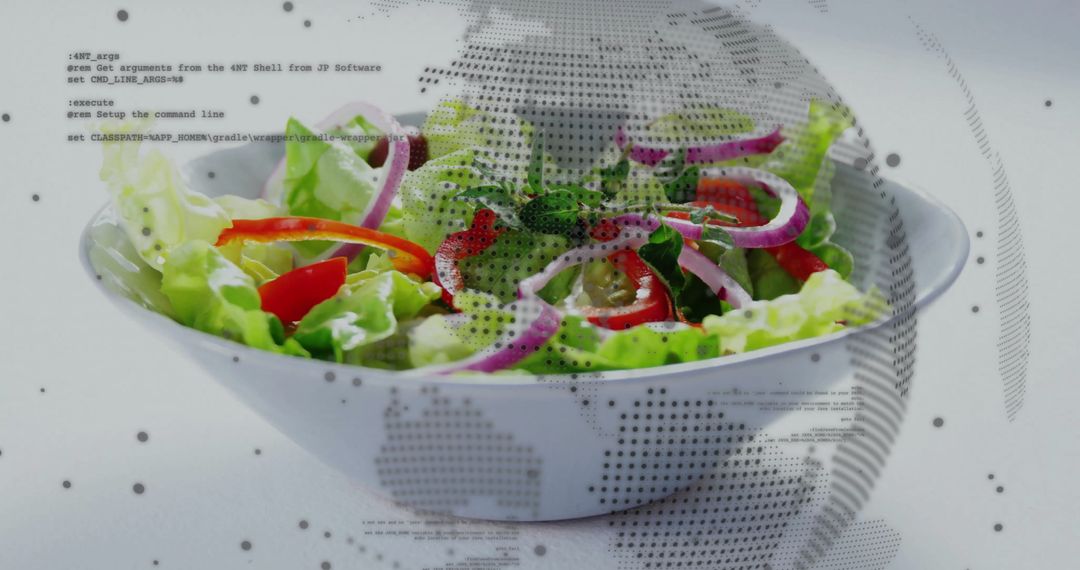 Vegetable Salad with Digital Data Overlay