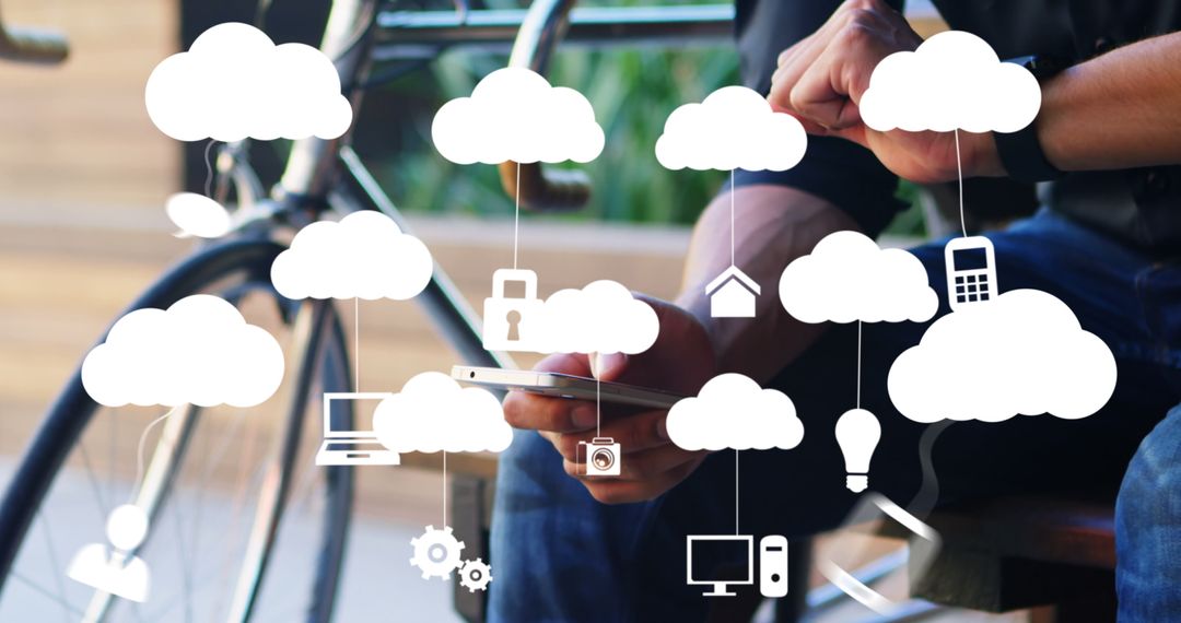 Cloud Computing Concept with Smartphone and Symbolic Icons