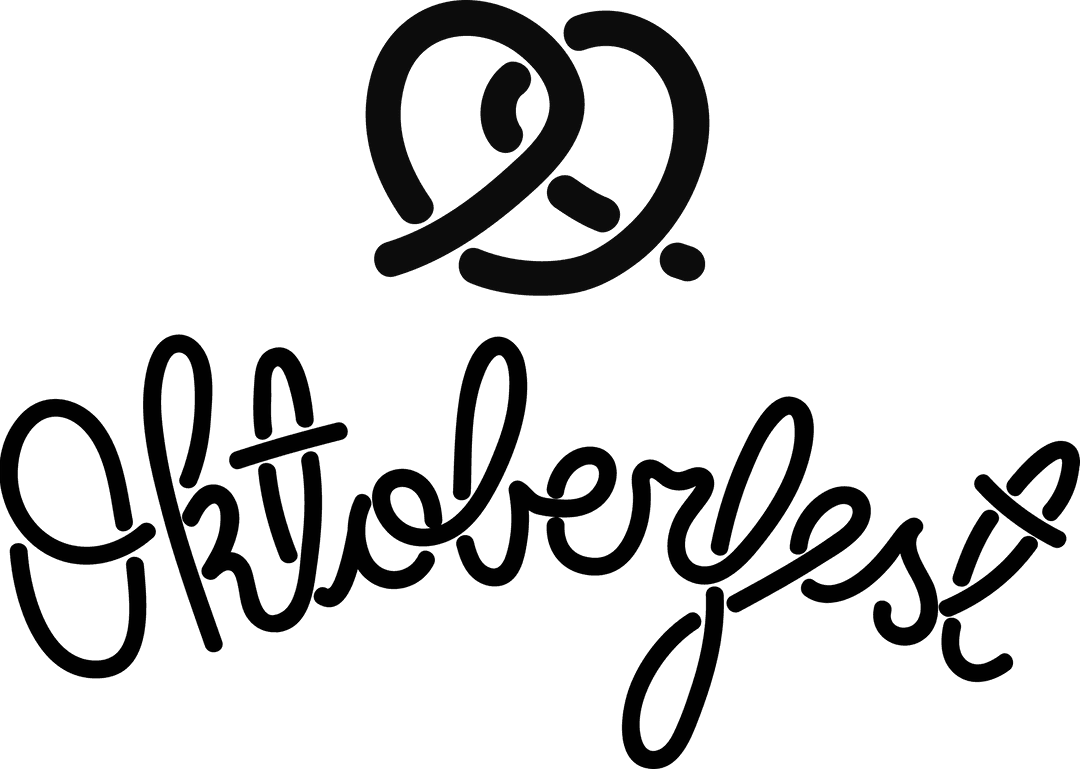 Oktoberfest Text with Pretzel on Transparent Background