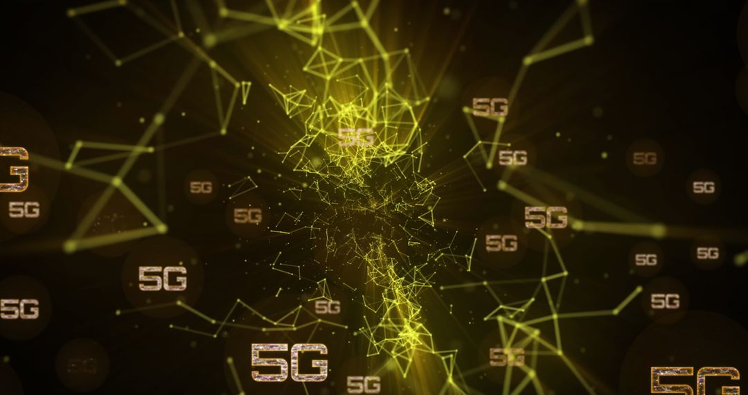 5G Technology Digital Network Connections on Neon Green Background