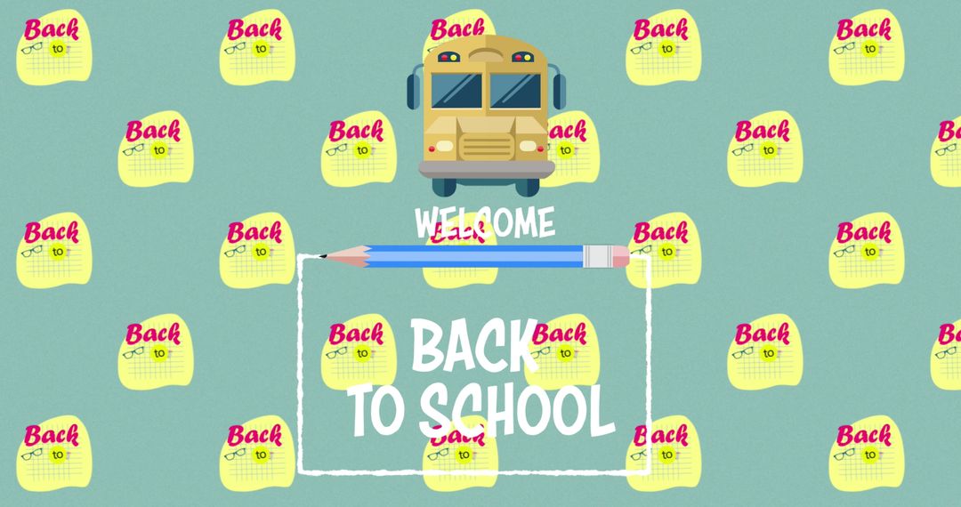 Welcome Back to School Background with Pencil and School Bus