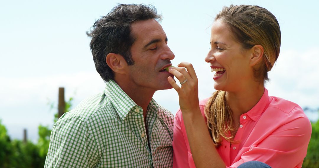Couple Enjoying Romantic Moment in Vineyard