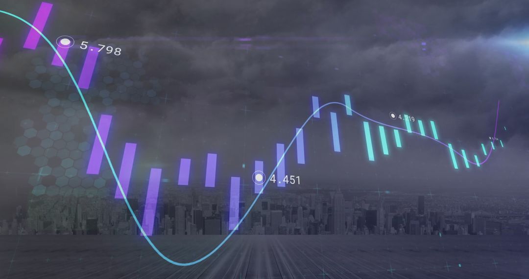 Digital Stock Market Analysis Over City Skyline