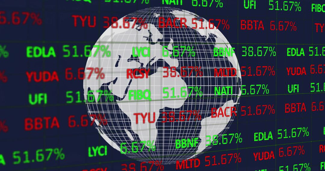 Digital Globe with Financial Stock Market Tickertape