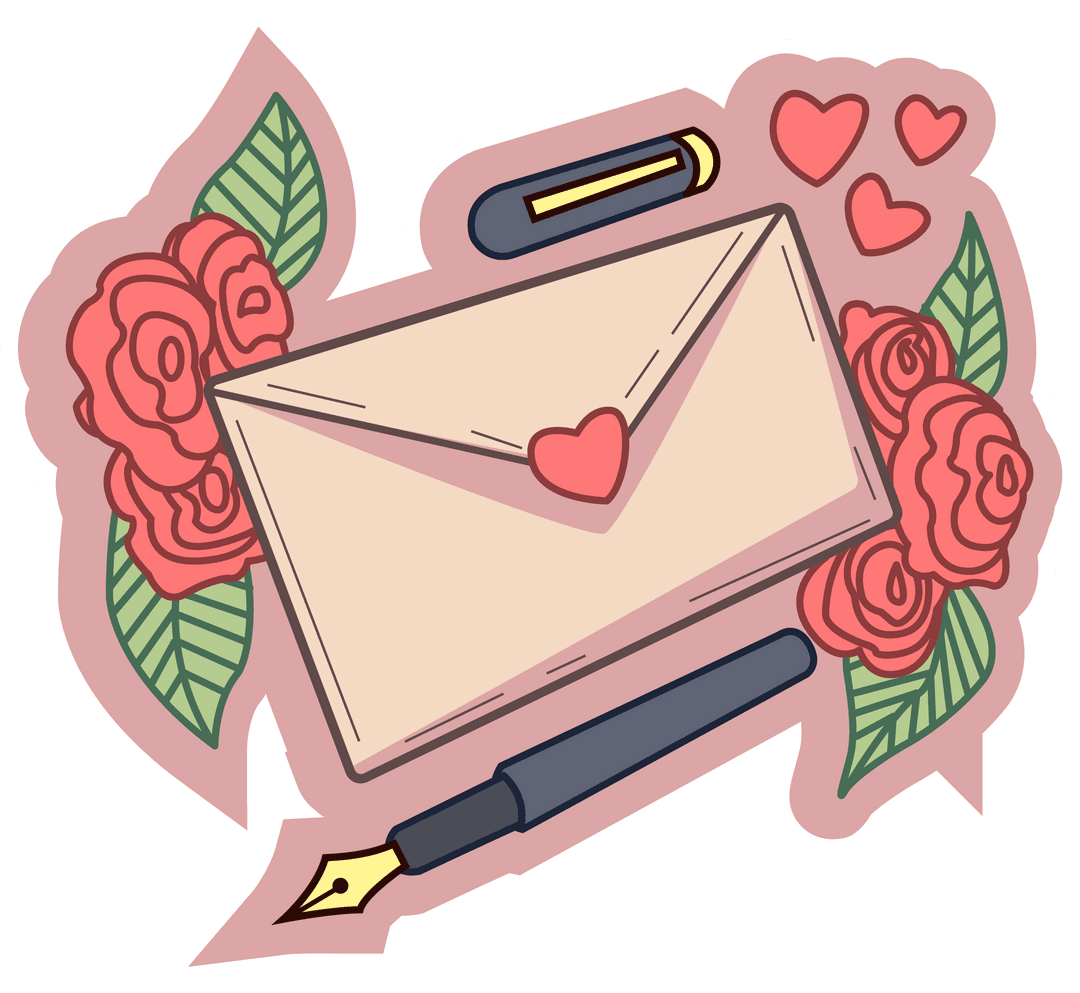 Transparent Romance Art: Heart Envelope and Roses
