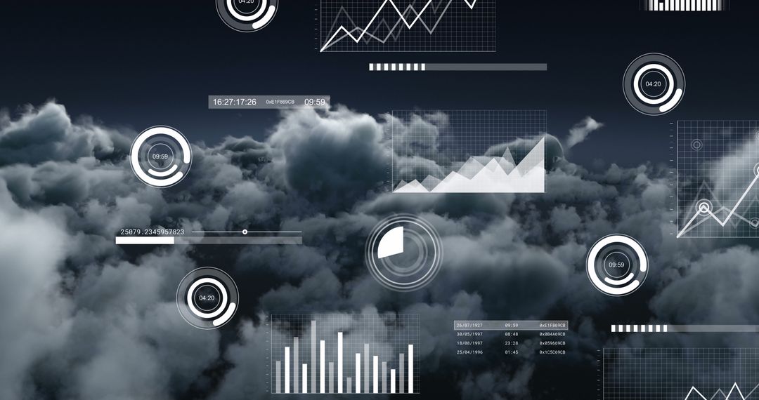 Digital Data Processing Interfaces with Clouds - Free Images, Stock Photos and Pictures on Pikwizard.com