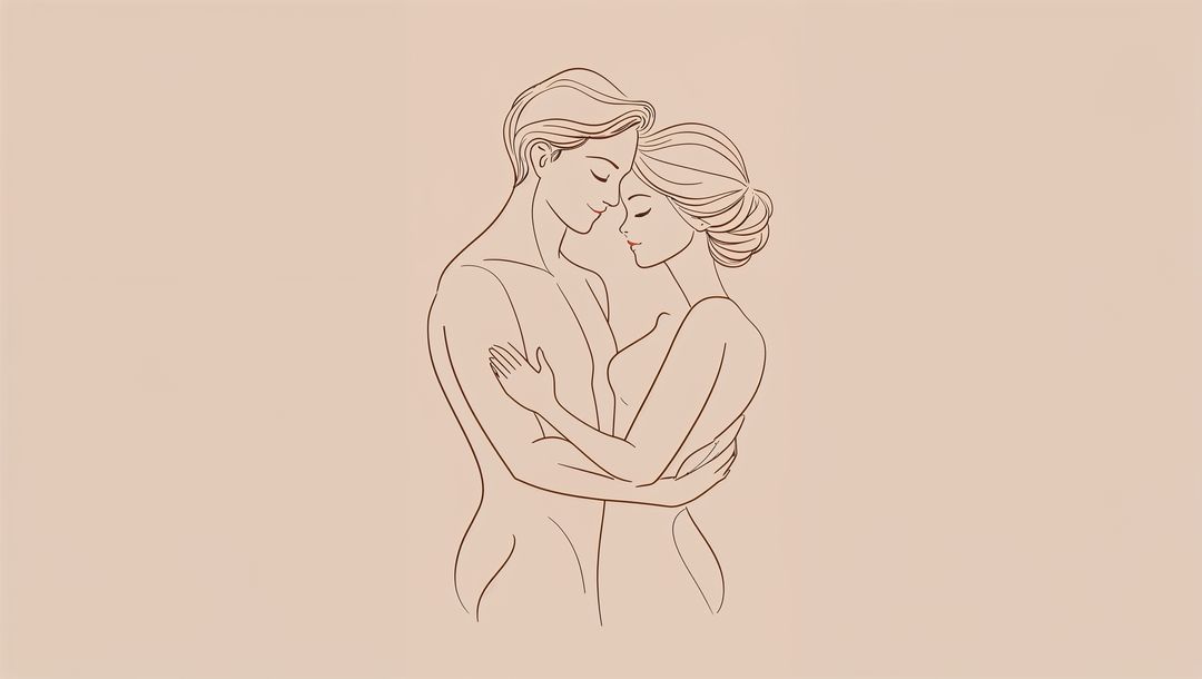 Minimalist Line Art of Romantic Embrace