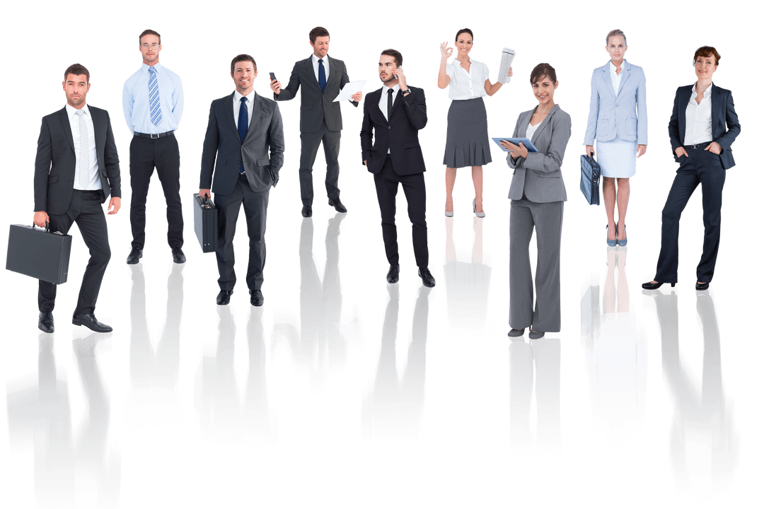 Diverse Business Professional Colleagues on Transparent Background