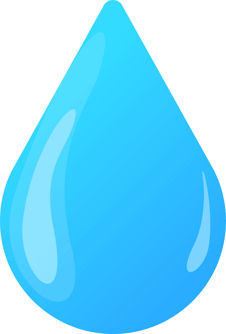 Blue Water Droplet with Gradient on Transparent Background
