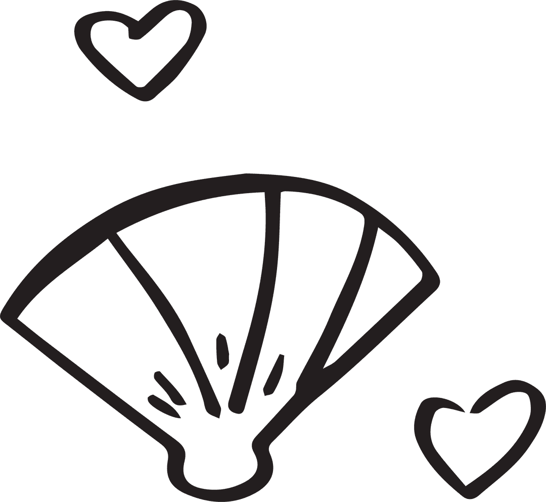 Romantic Heart Symbols and Fan on Transparent Background