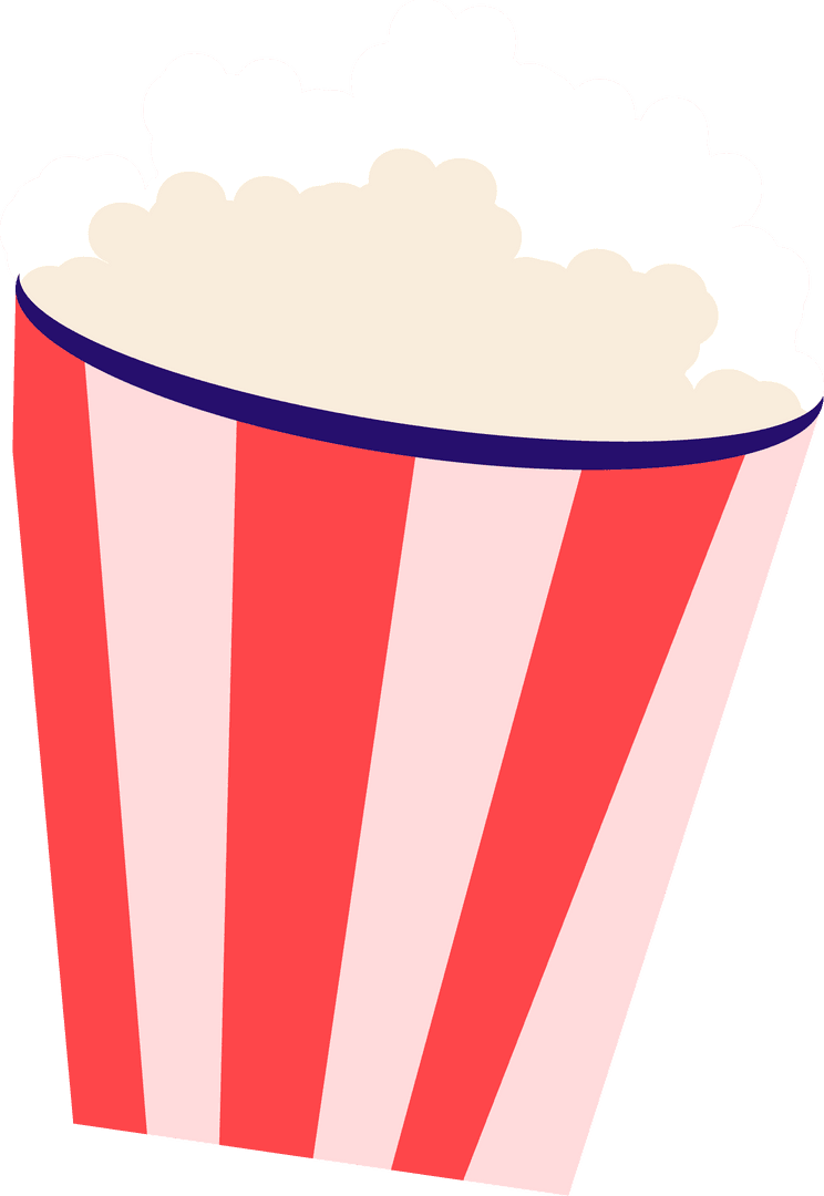 Retro Striped Popcorn Tub on Transparent Background