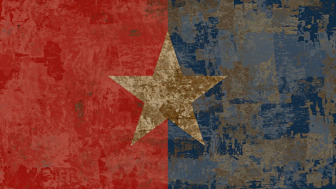 Rustic Weathered Star on Textured Red and Blue Background
