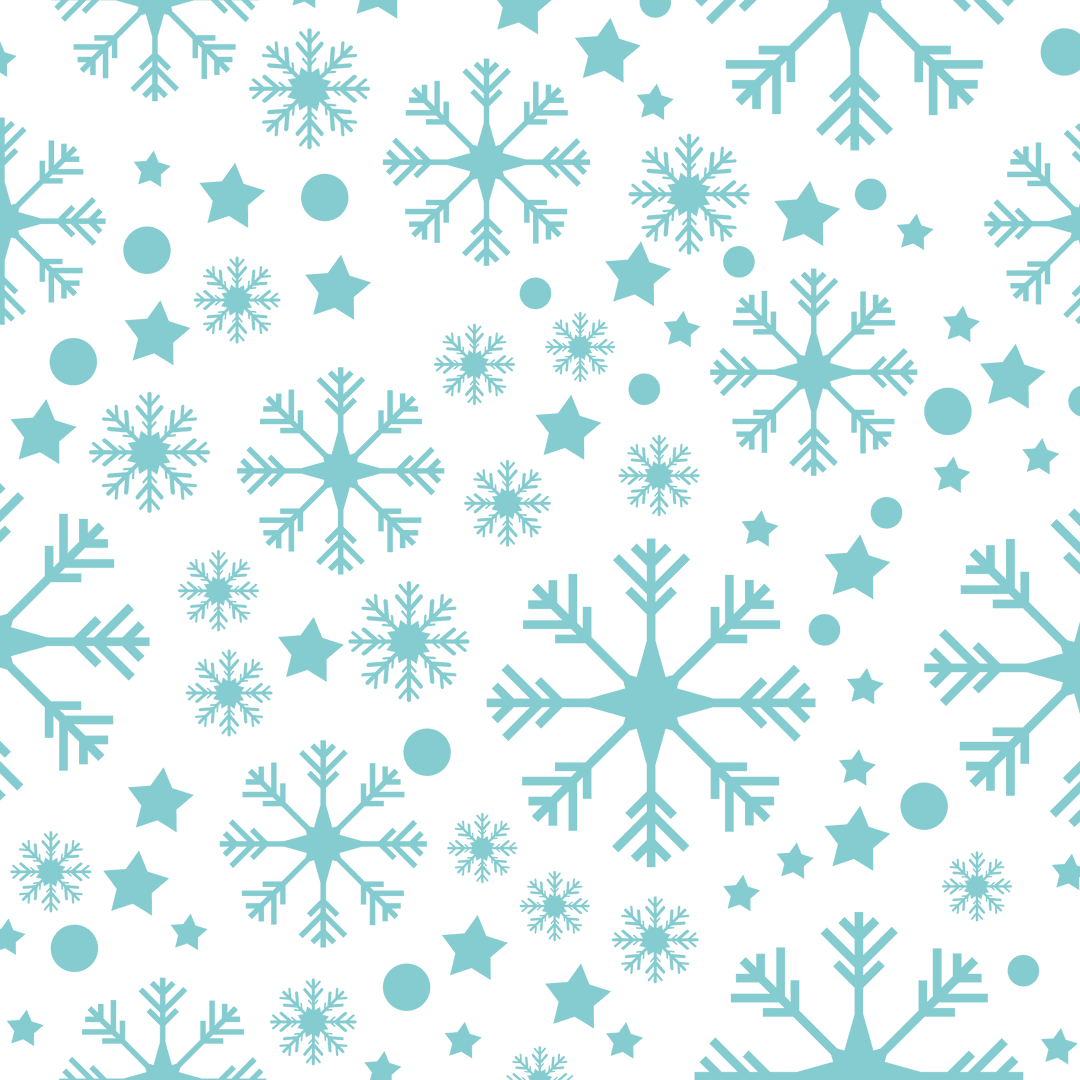 Seamless snowflake and star pattern on transparent background