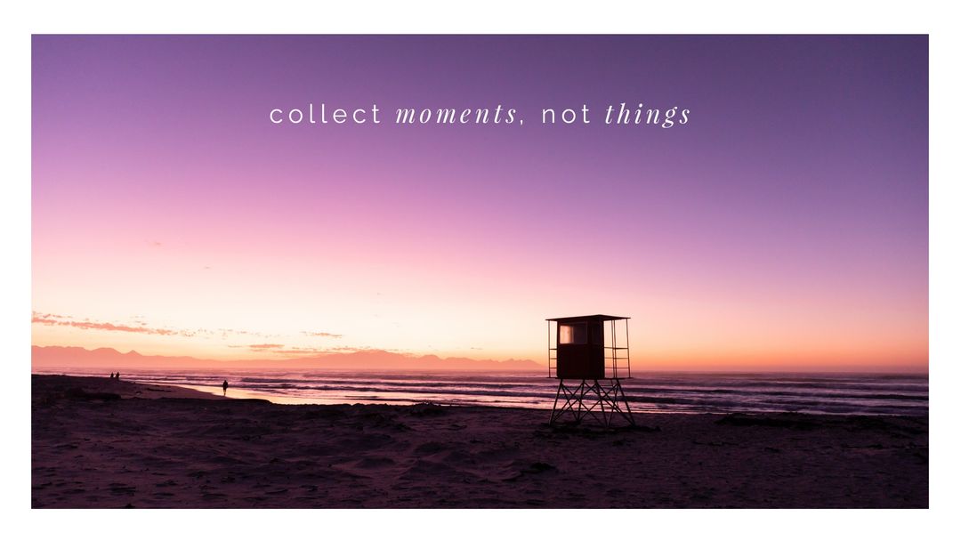 Inspirational Beach Sunset with Lifeguard Tower and Motivational Quote - Download Free Stock Templates Pikwizard.com