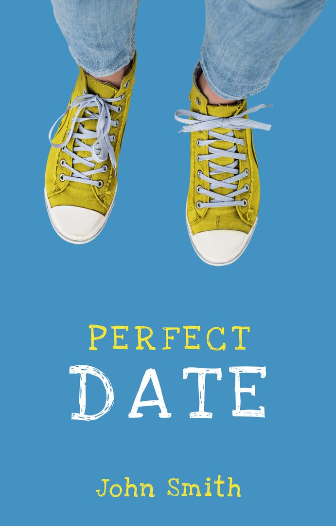 Bright Yellow Sneakers on Blue for Casual Date Theme