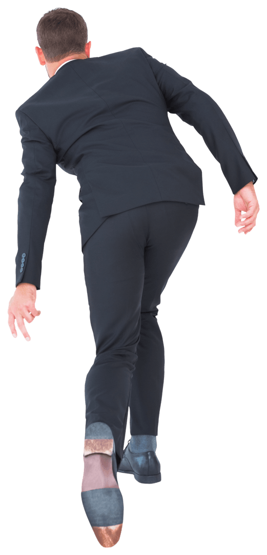 Transparent Businessman Reaching Down in Formal Suit