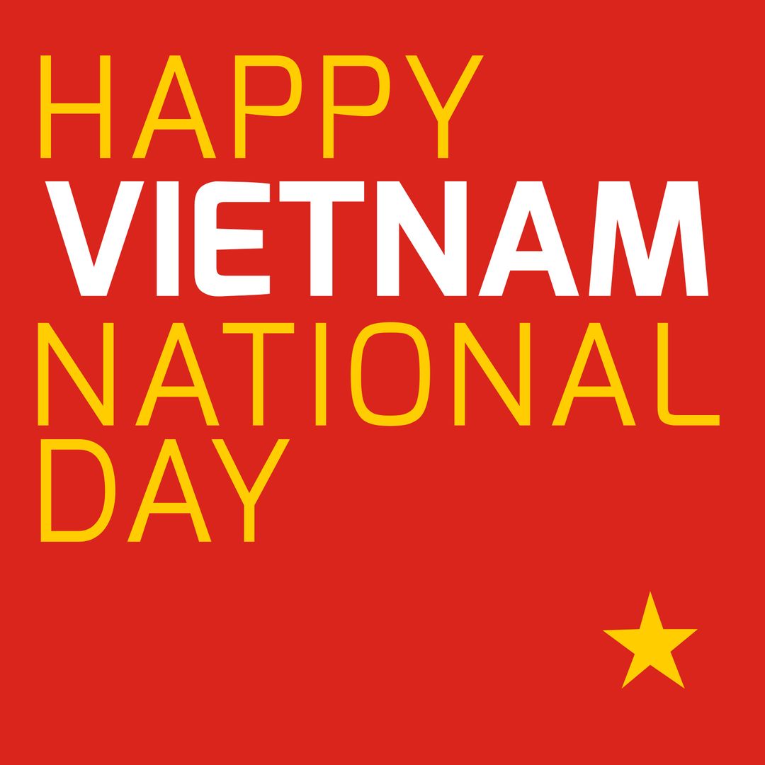 Happy Vietnam National Day on Red Flag Background with Text