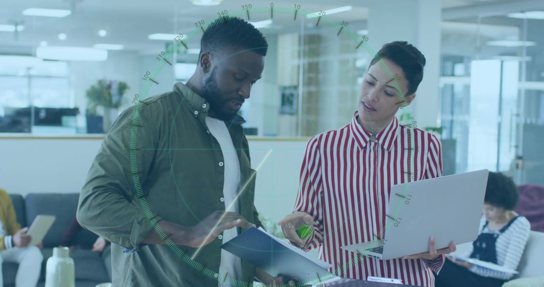 Collaborative Office Team Meeting with Technology Integration