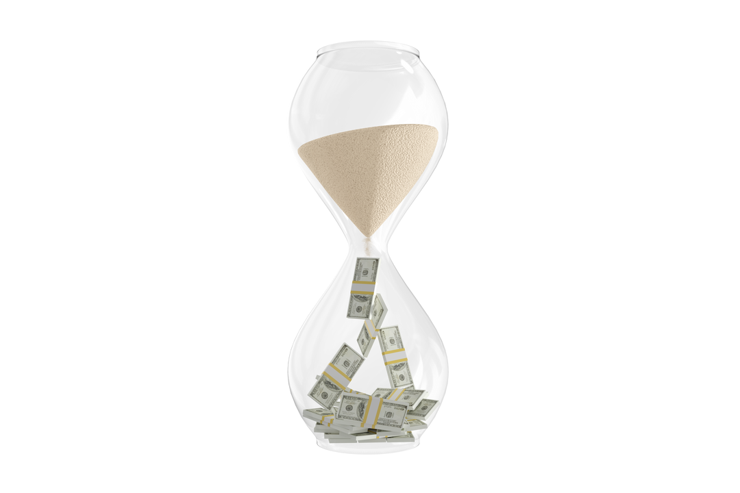 Transparent Hourglass Turning Sand into Money Concept - Download Free Stock Images Pikwizard.com