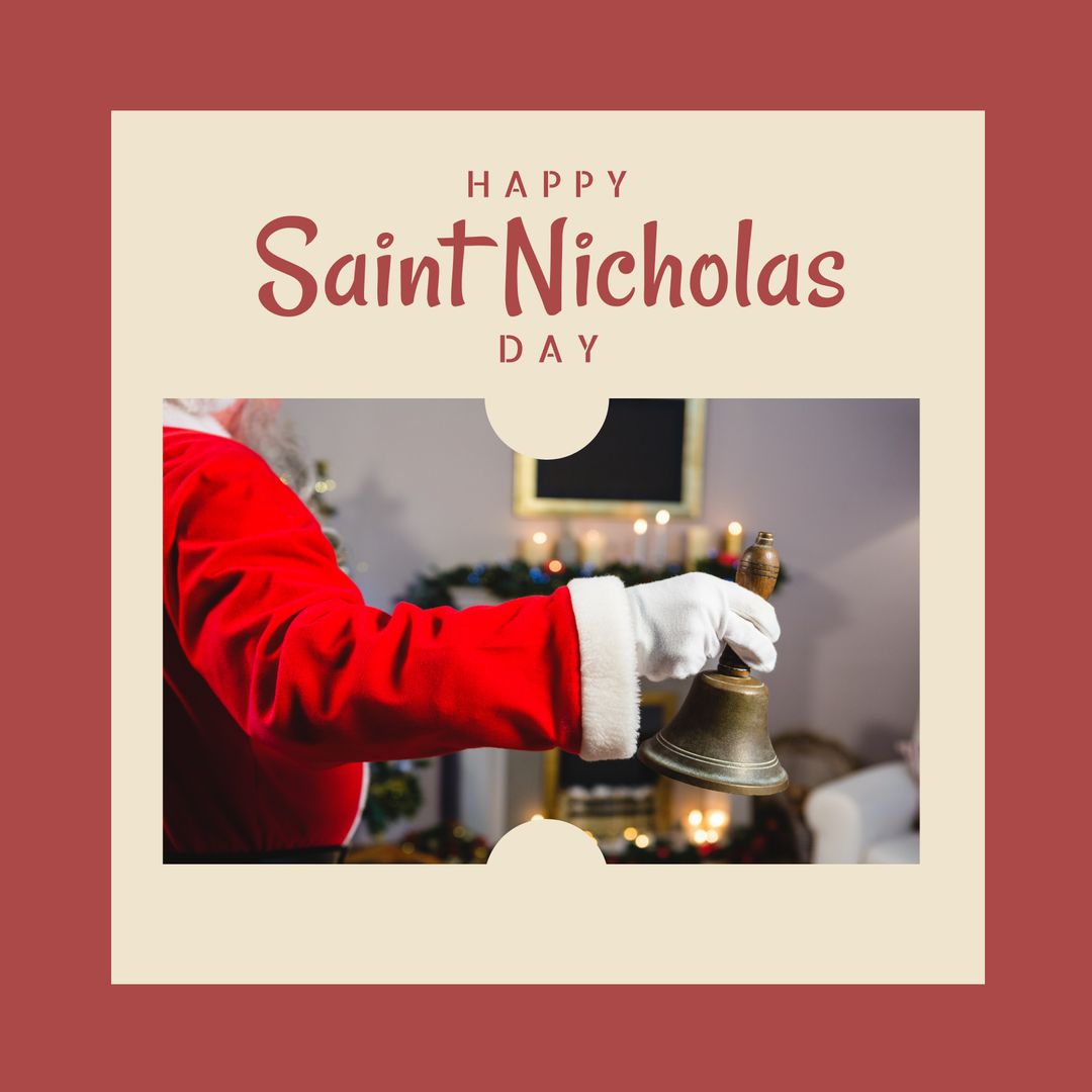 Santa Claus Ringing Bell for Saint Nicholas Day Celebration