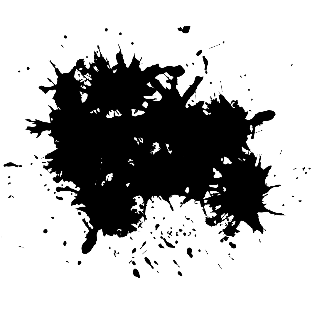 Stylish Black Ink Stains on Transparent Background