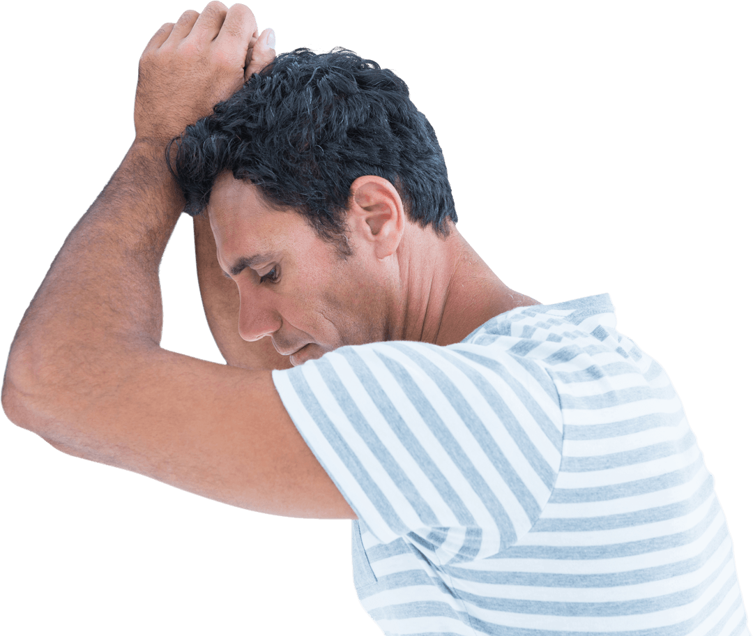 Upset Man Leaning Transparent Background