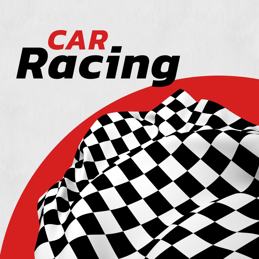 Car Racing Celebration with Waving Checkered Flag