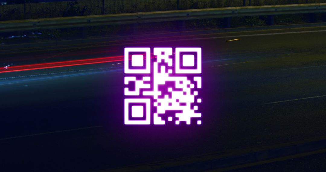 Glowing Neon QR Code on Dark Background