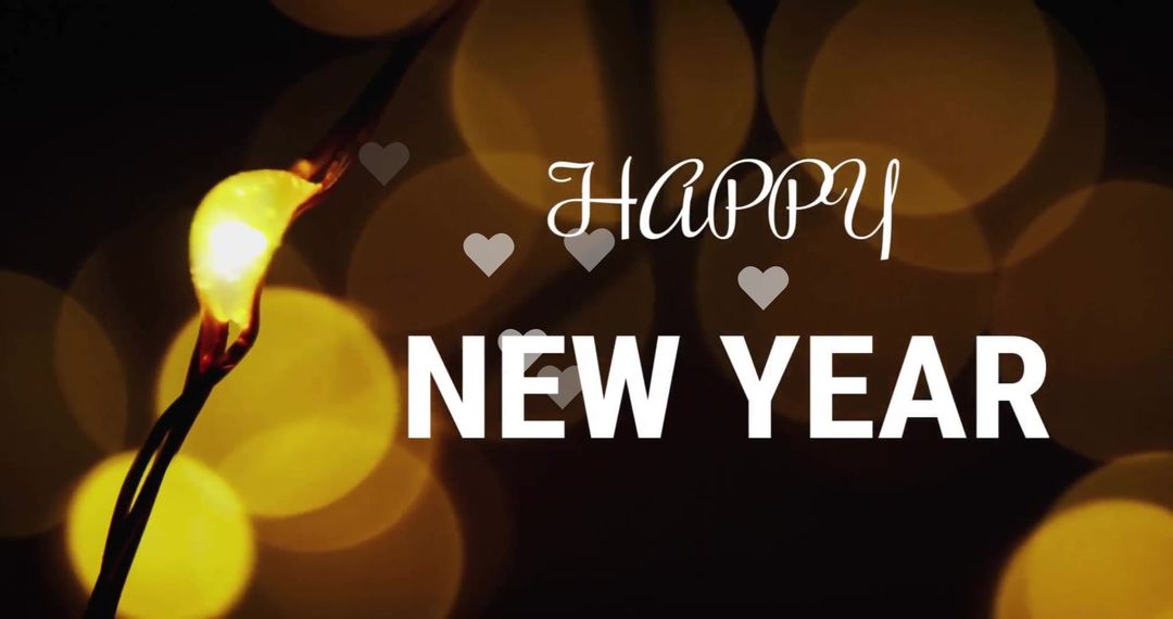 Celebratory New Year Text with Festive Bokeh Lights