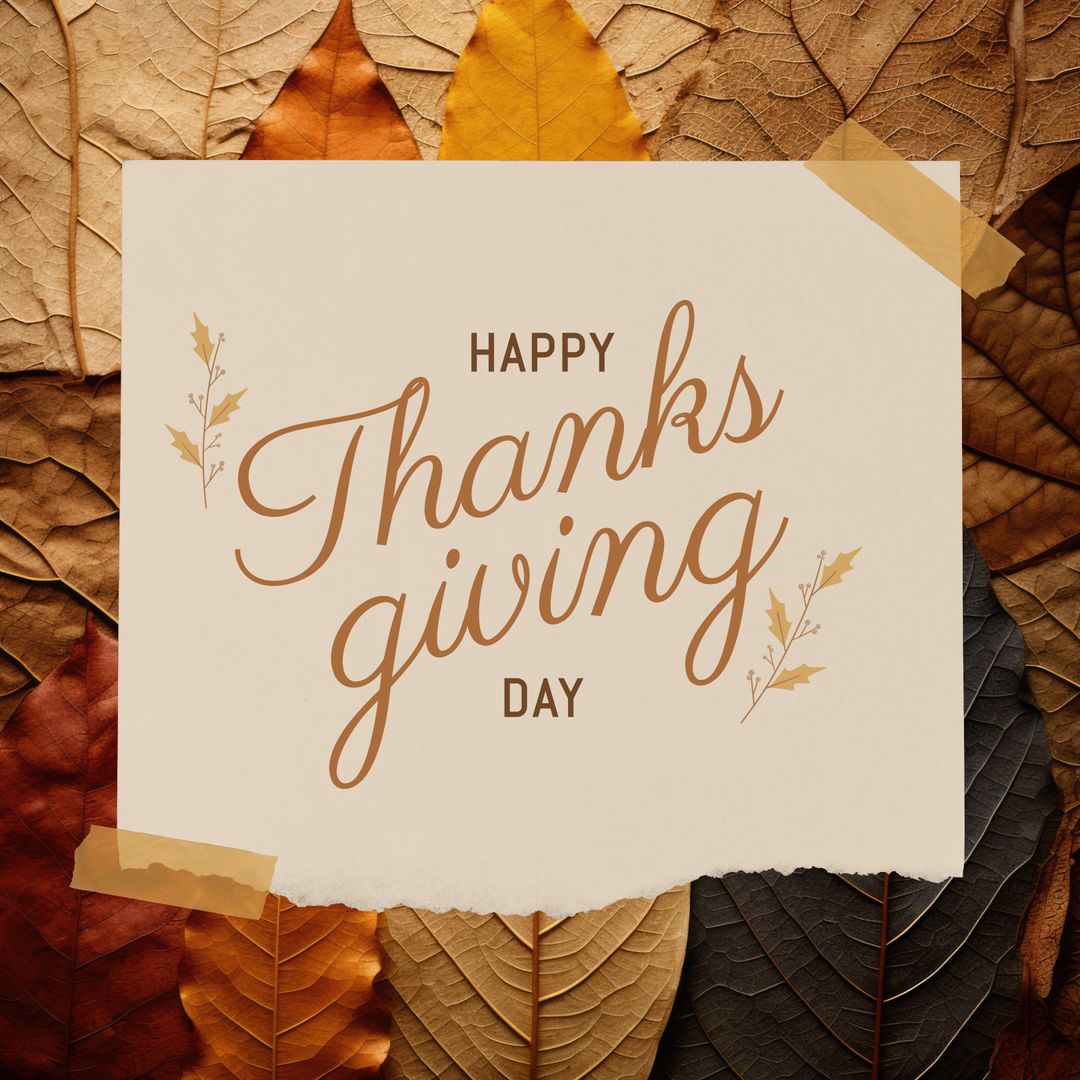 Thanksgiving Celebration Design Over Autumn Leaves