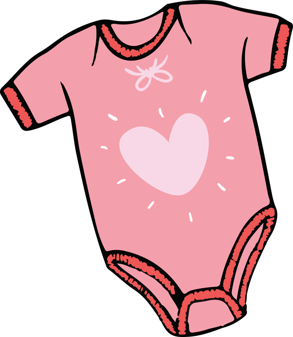 Pink Baby Onesie with Heart Design on Transparent Background