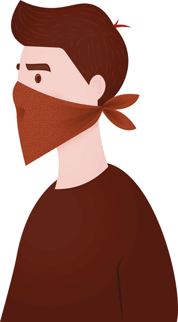 Man Wearing Face Mask on Transparent Background