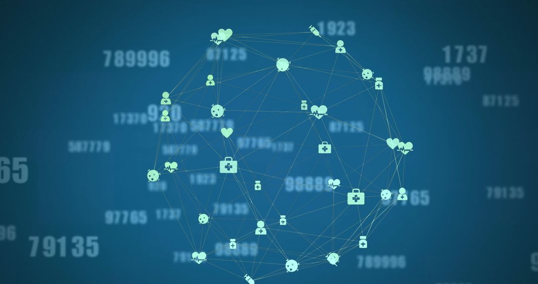 Digital Network Connected Icons Globe with Floating Numbers