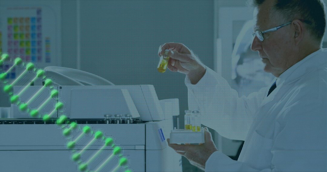 DNA Research Scientist Analyzing samples in Laboratory