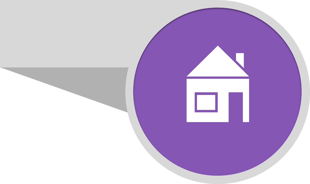 Digital Icon of House in Purple Badge on Transparent Background