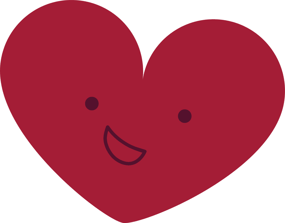Friendly Cartoon Heart with Facial Expression on Transparent Background