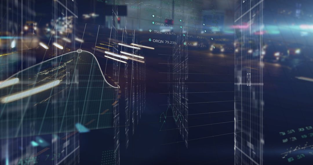 Data Visualization and Digital Interface over Urban Nightscape