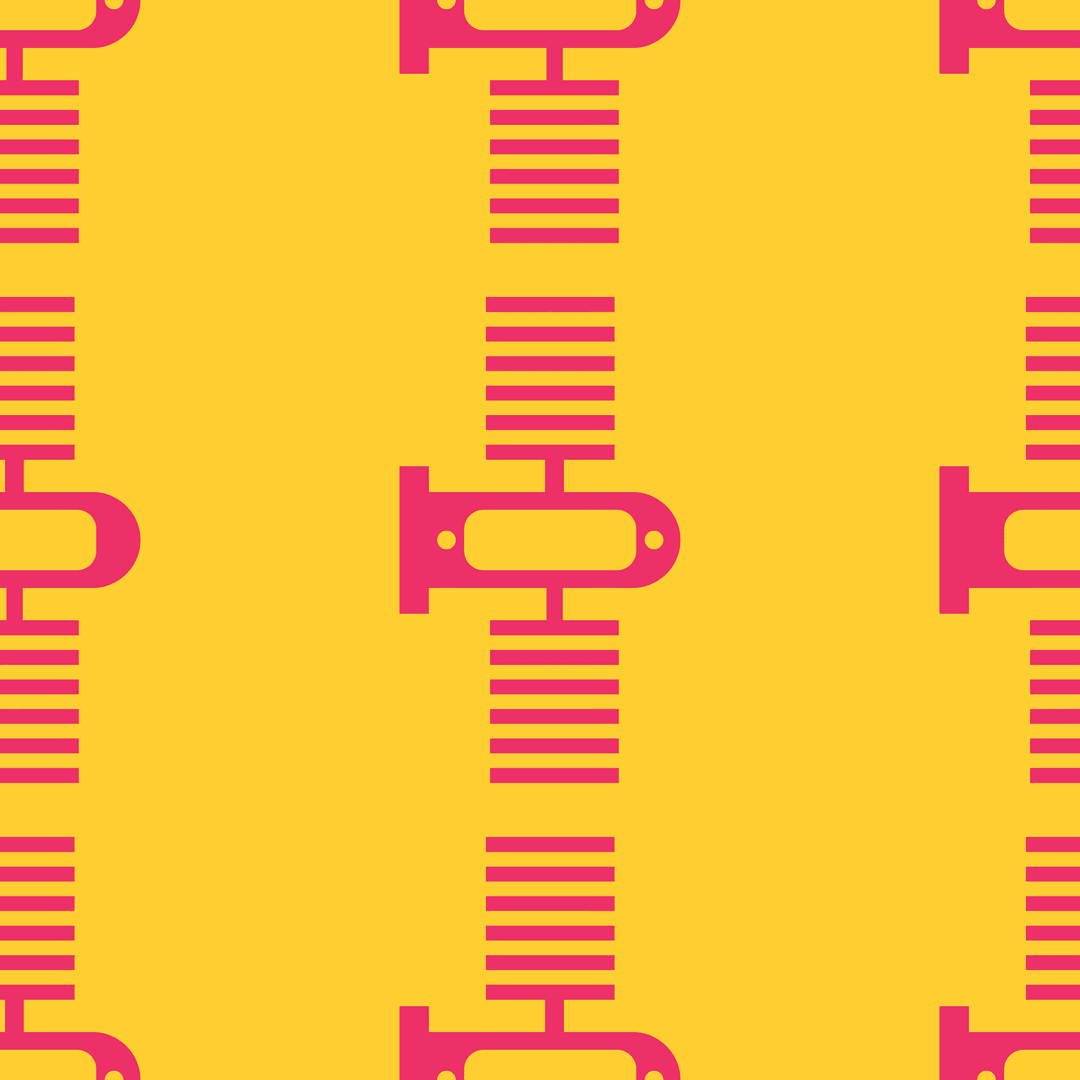Transparent Pattern: Pink Satellites on Yellow Background