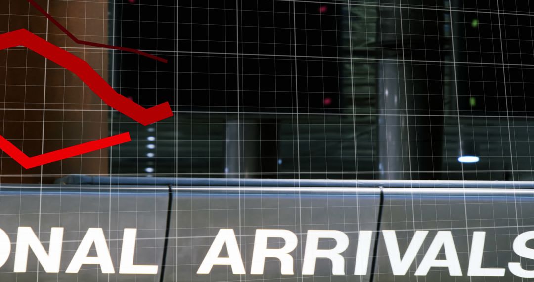 Red Decline Graph Over Airport Digital Display Sign